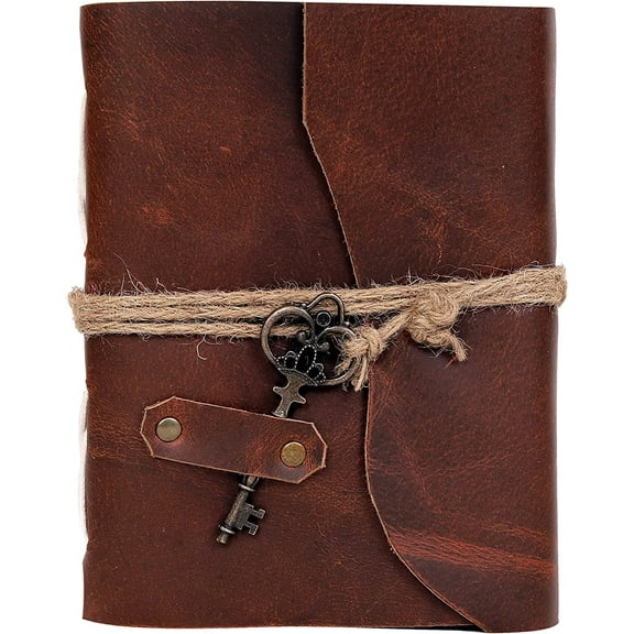 7" Vintage Leather Journal - Handmade Leather Bound journal with deckle edge paper for Men And Women Diary Notebook - Leather Sketchbook