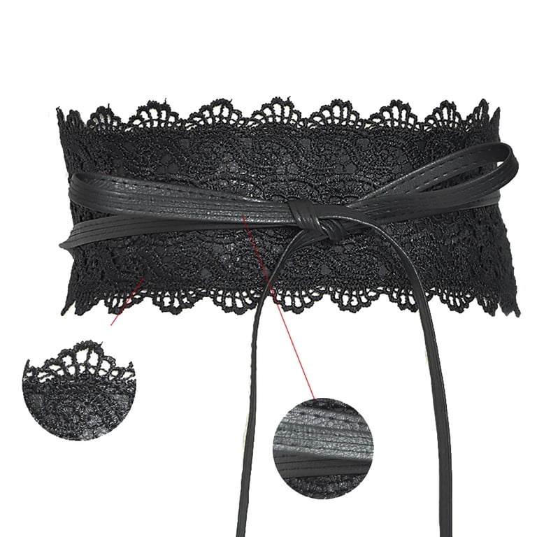 Dress Choice Womens Faux Leather Belt Fashion Obi Style Lace 