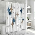 thumbnail image 5 of Blue Brown Diamond Shower Curtain, Waterproof Shower Curtains for Bathroom, Modern Geometric Middle Century Washable Fabric Bathtub Curtain Set Bath Decor with 12 Hooks Stall 36"x72", 5 of 6