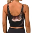 thumbnail image 4 of Uemuo Playful Baby Hippo Splash Pattern Women's Sports Bra - High Impact Support, Breathable, and Comfortable Athletic Bra for Running, Yoga, and Workouts, 4 of 9