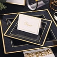 thumbnail image 6 of 60 Pack Black Square Plastic Plates with Gold Rim Include 30 Disposable Dinner Plates 9.5 Inch and 30 Dessert Plate 6.5 Inch, Fancy Plate for Party, Wedding, Halloween and Daily Use, 6 of 6