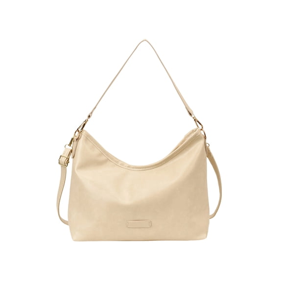 Btomtd Large-Capacity Women's Commuter Tote Bag, PU Stylish Shoulder Crossbody Purse, Trendy Handbag for Students and Women, 12.2" x 4.3" x 9.4" (White)