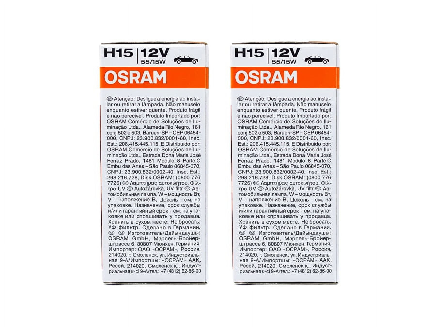  Osram Original Line H15, 12V 2 pièces en boîte pliante Phares  halogènes pour Lampes automobiles Certification 55W