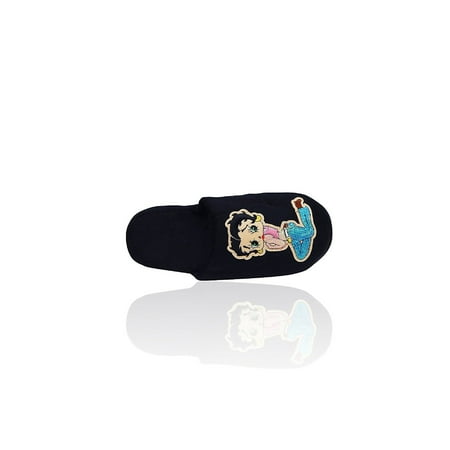 Betty Boop Ultra-Soft Women's Plush Pinup Scuffs Cozy Non-Skid Slippers - Great for Gifts (Small, Sparkle Black)