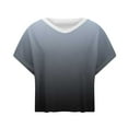 thumbnail image 5 of Women Color Gradient Shirts Hollow Out Round Neck Tee Loose Summer Crop Top Short Sleeve Athletic Blouse Soft Breathable T-Shirt Trendy 2025 Casual Sport Tee Shirts, 5 of 5