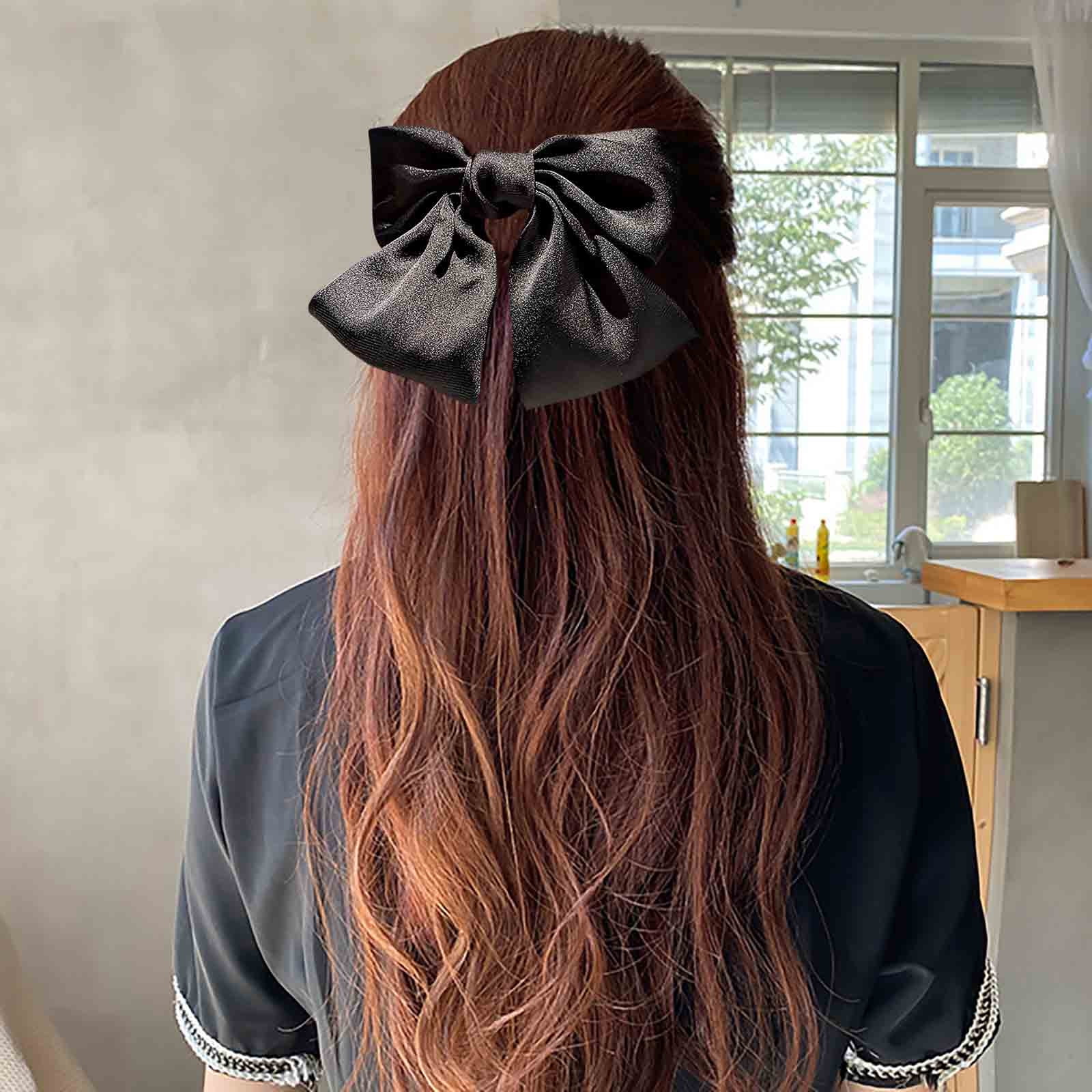 SDJMa Black Hair Bows Clips for Women - Big Bows for Girls