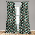 thumbnail image 5 of Ambesonne Teal Curtains, Chevron Herringbone Retro, Pair of 28"x63", Multicolor, 5 of 5