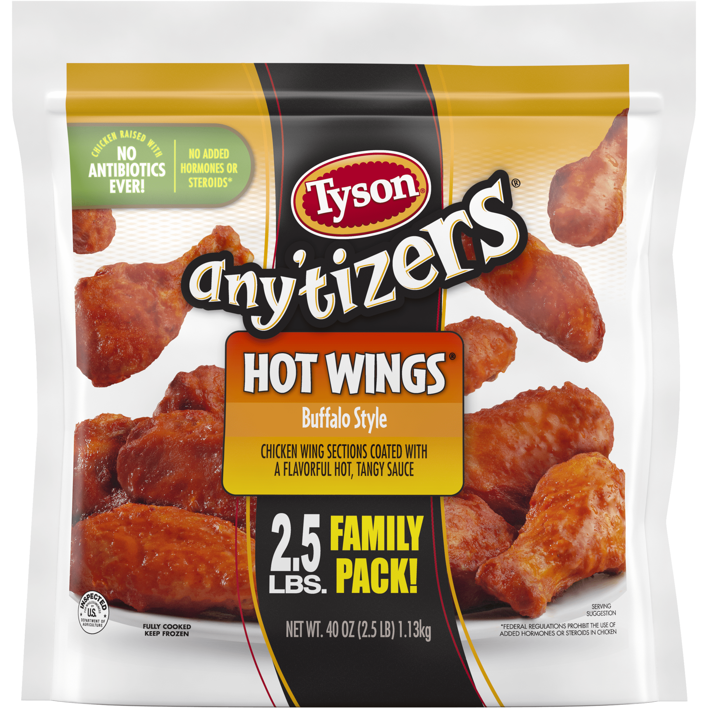Tyson® Any'tizers® Buffalo Style BoneIn Chicken Wings, 40 oz. (Frozen