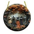 thumbnail image 2 of 7.8 inch Acrylic Witch Window Decoration, Round Hanging Ornament for Door, Outdoor and Yard Decor, Mystical Moonlit Witch Decorative Hanging Ornament, Gothic Halloween Decor(Orange-Witch), 2 of 6