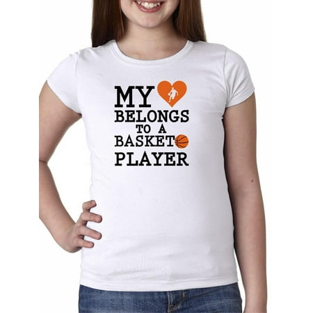 My Heart Belongs To A Basketball Player Girl's Cotton Youth (Best Youth Basketball Player)