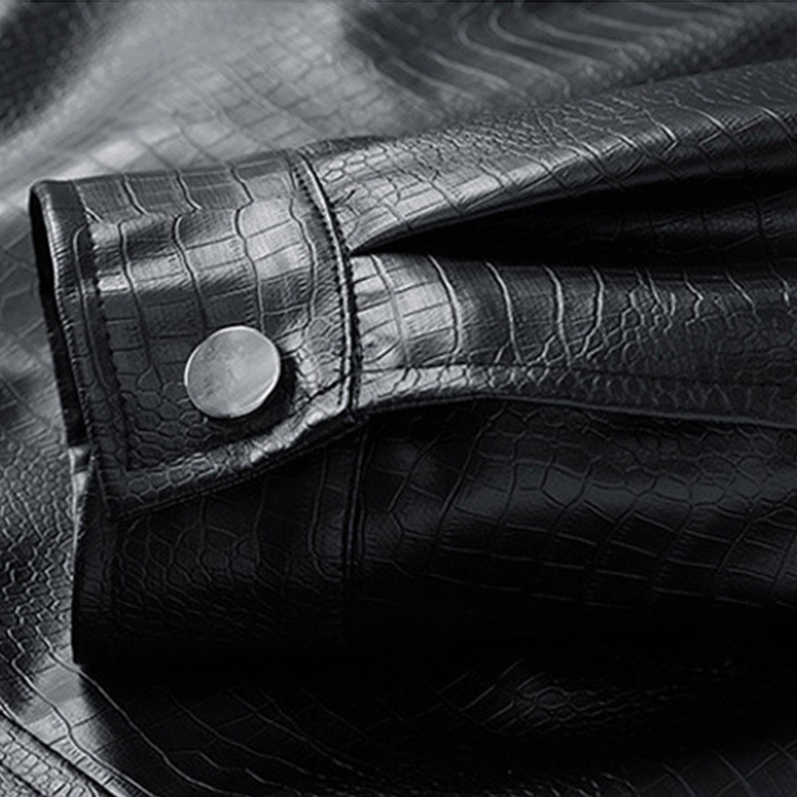 YFNNUP Men's Big and Tall Faux Leather Jacket Trendy Motorcycle Jackets Waterproof Windproof PU Moto Jackets Vintage Bomber Coat Black