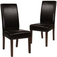 thumbnail image 3 of BizChair Set of 2 Greenwich Series Brown LeatherSoft Upholstered Panel Back Mid-Century Parsons Dining Chairs, 3 of 13