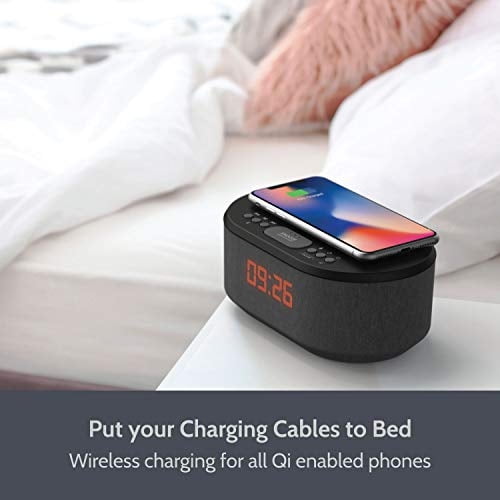 Reloj Despertador de Radio de Mesita con Cargador USB, Altavoz Bluetoo