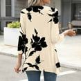 thumbnail image 4 of CYMMPU 3/4 Sleeve Blouses for Women Dressy Casual Floral Printed Spring Tops Round Neck Loose Fit Tunic Tops Fall Fashion Shirts Flare Hem Hide Belly Tops to Wear with Leggings T-Shirts Khaki S, 4 of 6