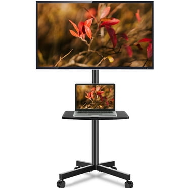 RTVR Modern Rolling TV Stand Mobile TV Cart for 32 to 65 inch Flat Panel TVs, Black