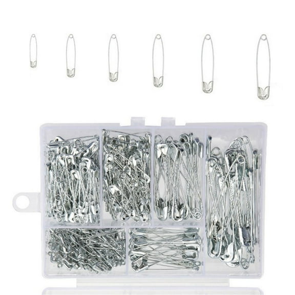 CSYANXING Safety Pins 300 Count Assorted Heavy Duty Nickel Plated Sewing Craft Jewelry School Office Long Lasting Steel Pins