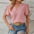 thumbnail image 1 of Blouses pour Femmes, Mode Décontractée Confortable Unie Col en V Manches Courtes Blouse T-Shirt, 1 of 6