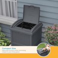 thumbnail image 5 of 33 Gallon Wicker-Style Hideaway Trash Can with Secure Latching Lid and Weather-Resistant Construction for Patio, Cyberspace Grey, 5 of 23
