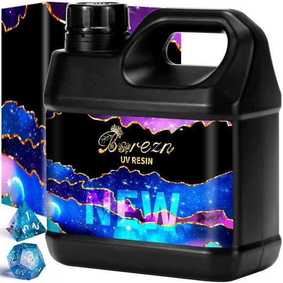 Bsrezn 1KG Résine UV en Vrac Cristal Clair, 1000g Grande Résine Époxy UV Durcissante Kit Dur Résine Prémélangée UV Transparent Activé par l'Énergie Solaire