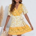 thumbnail image 4 of Vestido HUOGUO para mujer, casual, manga corta, estampado con cuello en V, 4 of 5