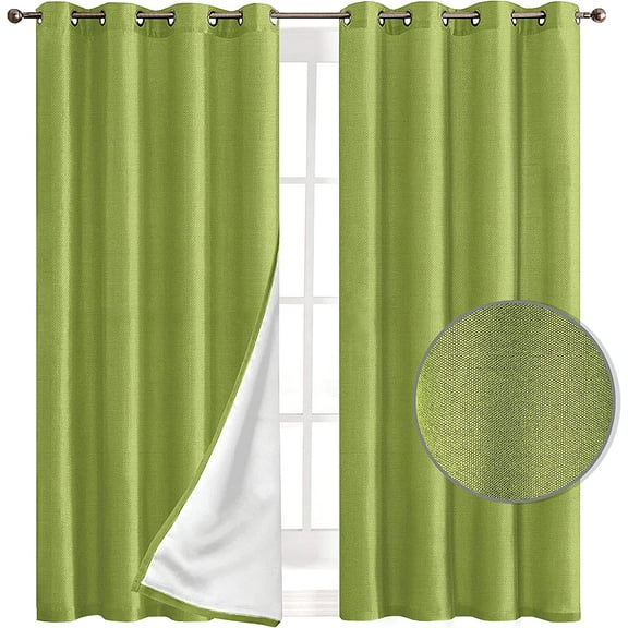 Mocassi Privacy Window Treatment, Blackout Energy-Saving Panels for Bedroom, Living Room, and Office, (Set of 2) 54" X 95", Sage