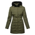 thumbnail image 2 of Ma Croix Womens Winter Lightweight Poly Down Puffer Hooded Parka Coat, 2 of 9