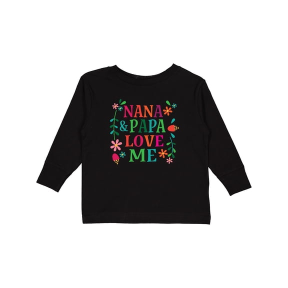 Inktastic Nana and Papa Love Me Girls Long Sleeve Toddler T-Shirt