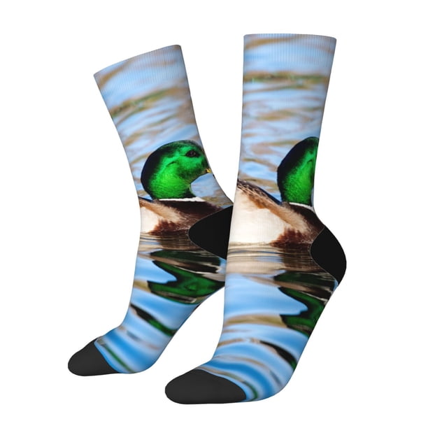 Balery Mallard Duck Swimming In A River Calcetas Largas con Estampado para Hombre y Mujer – Suaves y Transpirables, Talla Única (US 5-11)