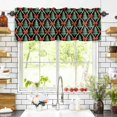 thumbnail image 3 of Christmas Tree Valances for Windows Red Butterflies Winter Retro Texture Rod Pocket Curtain Valance Window Treatment Short Curtains for Kitchen Living Room, 60"x14", 3 of 5
