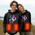 thumbnail image 2 of Unisex Oversized Thermal Hoodie Warm Fleece Lined Pullover with Love Heart Graphic Print Casual Zip Up Jacket for Men Women Black M, 2 of 5