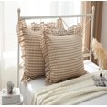 thumbnail image 4 of 2 Pack Taupe White Plaid Euro Pillow Shams with Ruffles Checkered Pillowcases Gingham Pillow Cases Washed Cotton Farmhouse Cottage Pillow Covers for Bed/Sofa(26X26inches,Taupe/White Plaid), 4 of 10
