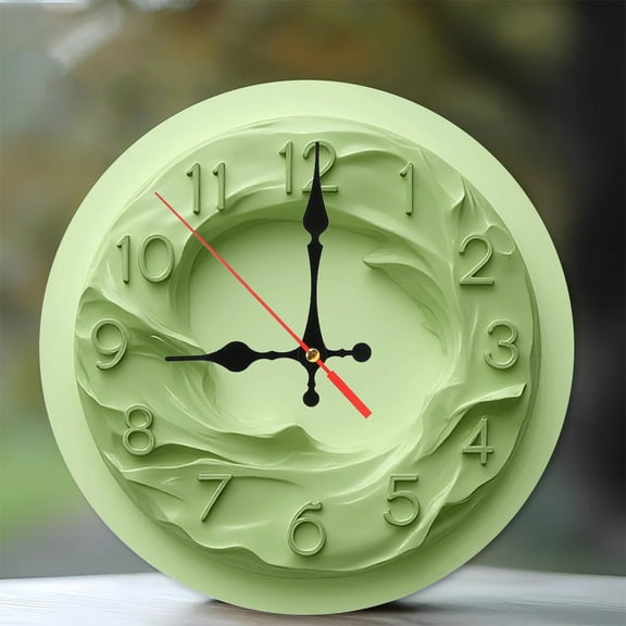 Sage Green Abstract Wave Wall Clock Modern Home Decor 10-Inch Silent Wooden Wall Clock, Battery Operated (AA Batteries Not Included), Artistic Home Decor