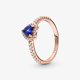 thumbnail image 2 of Anillo Pandora con forma de corazón elevado, azul brillante, oro rosado de 14 k, 2 of 6