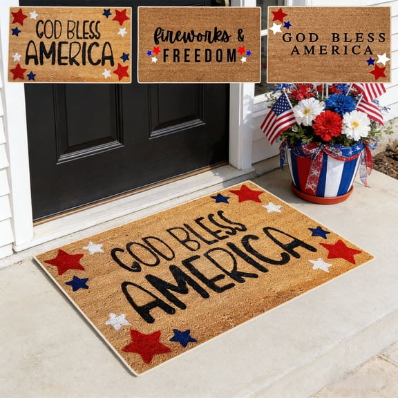 Memorial Day Saving!4th of July Decorations, Independence Day Non Slipss Doormat Patriotic Patterns Entrance Rug Durables Easys Clean Indoor Outdoor Entryway Floor Mat
