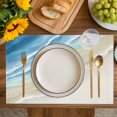 thumbnail image 4 of Blue Beach Coastal Placemats Set of 8, Summer Ocean Nautical Seaside Placemats for Dining Table, Place Mats for Kitchen Tabletop, Waterproof Wipeable Dining Table Mats Set, 4 of 9