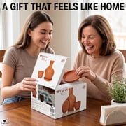 Natural Clay Water Pitcher, Unglazed Terracotta Carafe, 1.6 Qt, Brown