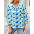thumbnail image 2 of Blusa Cicy Bell con estampado floral para mujer, manga 3/4, 2 of 8