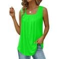 thumbnail image 6 of JGGSPWM Summer Tank Tops for Women Loose Fit Pleated Square Neck Sleeveless Tops Curved Hem Flowy Loose Fit Camisole Trendy Breathable Tees Green XL, 6 of 6