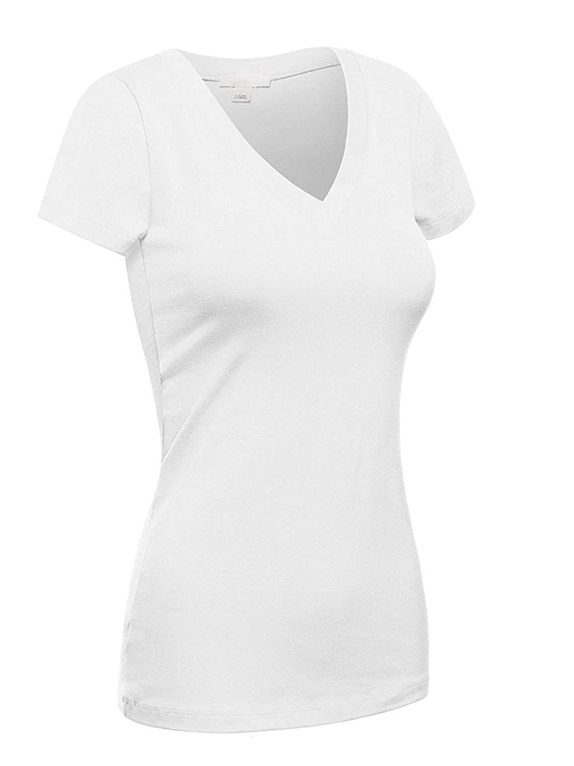 Women & Juniors Short Sleeve VNeck Plain TShirts Top (Juniors & Plus