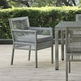 thumbnail image 2 of Modway Aura 19.5" Rattan & Fabric Outdoor Patio Dining Arm Chair in Gray, 2 of 8
