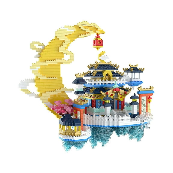 HI-Reeke Architecture Micro Mini Building Block Set Moon Palace House Building Kit Gift Multi Color
