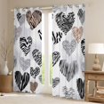 thumbnail image 3 of Homewish Modern Fashion Art Black Out Curtains, Grey Stripes Love Heart Curtains Pack of 2 (42x63 Each), Teens Kids Boys Girls Bedroom Curtains, Window Curtains Home Decor, 3 of 7