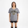 thumbnail image 4 of Women's Gameday Couture Gray Iowa Hawkeyes Iconic Edge Rhinestone V-Neck T-Shirt, 4 of 7