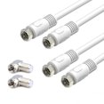 thumbnail image 1 of Rfadapter Cable Coaxial Corto Paquete De 2 Cables Coaxiales De 1 Pie Cable Rg6 Con Conectores De Ángulo Recto Blanco Cables Coaxiales Digitales Con Escudo De 75 Ohmios Con Conectores F-Macho Ideal Par, 1 of 5