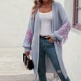 thumbnail image 3 of QUYUON Cardigan Sweaters for Women Deals Long Sleeve Open Front Cardigan for Women Polyester Lightweight Cardigan Cardigan Jacket Style Q-9339 Fall Cardigan Sweater Outerwear Coat Gray L, 3 of 9