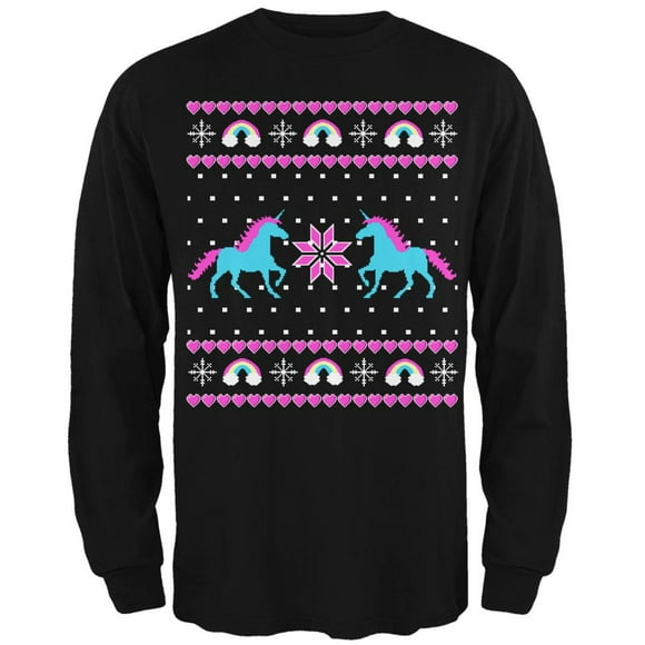 Unicorn Rainbow Ugly Christmas Sweater Mens Long Sleeve T Shirt
