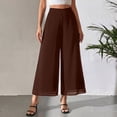 thumbnail image 2 of Khunlpohl Womens Capris Pants Chiffon Elastic Waist Wide Leg Capri Trousers Business Work Office Dressy Pant, 2 of 5