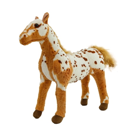 Primegos Simulation Plush Horse Toy Stuffed Pony Plushie Year of Horse Mascot Doll Educational Toy Home Bedroom Decoration Holiday Gift