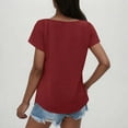 thumbnail image 2 of Hot days, bold styles. Olyvenn Women's V Neck Summer Tops Casual Loose Fit Henley Shirts Button Down T Shirts Tunics Solid Color Basic Tee Shirts Wine L, 2 of 7