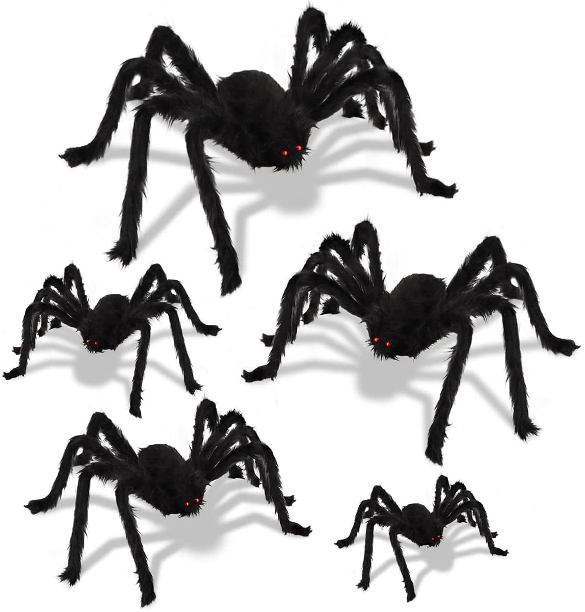 HALLOWEEN SPOOKY SPIDERS DECORATION FANCY DRESS PACK OF 6 SCARY SPIDER SET 